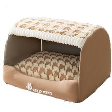 DEEP SLEEP 寵物睡窩 保暖舒適 可拆洗雙面內墊, 洛米棕千鳥格, 1個