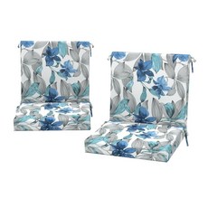 DYTXIII 야외 미드백 의자 쿠션 2개 세트 50.8 x 43.2cm2-20 17인치 방수 및 변색 방지 파티오 시트 쿠션 고탄력 폼 다이닝용 미끄럼 타이 발코니 가, 클레멘스 느와르 블루