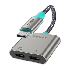TOTU 雙Type-C轉接頭轉接線音頻轉接器，支援充電聽歌線控通話，AD-6系列, 星光色, 1個