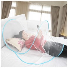 桃園熱銷 頭部防蚊罩 出差旅行旅遊防蚊蟲免安裝小蚊帳 便攜可摺疊迷你蒙古包, 豪華升級款-藍色【贈收納袋】