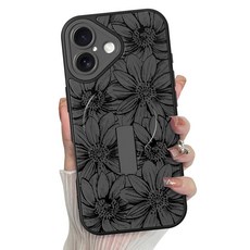 MZELQ for iPhone 15 Case Silicone Sunflower Floral Flower Cute Pattern Support MagSafe Kickstan