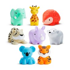 munchkin 滿趣健 可愛動物造型洗澡玩具組 (8入) 寶寶洗澡玩具 戲水玩具, Multiple colors, 1套