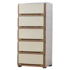 誠宜 五層收納櫃 38公分寬 塑膠抽屜式收納櫃 臥室客廳儲物櫃 焦糖色, 焦糖