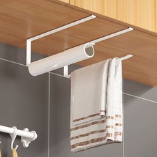 싱크대행주걸이 상부장 거치식 철제 키친타올걸이, 화이트