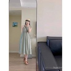 Yellwell여성 민소매 롱 원피스 여름 린넨 캐주얼 드레스LST