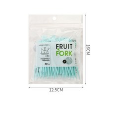 50 개/대 만화 미니 과일 포크 일회용 케이크 디저트 음식 포크 점심 도시락 추천 Tenedores De Fruta Para Niños, 가방에 넣은 파란색, 1개