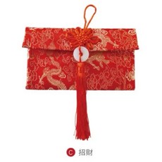 流蘇布紅包袋 龍年燙金創意萬用, 1個, C招財