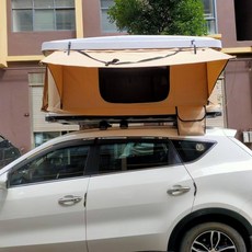 pinkri 루프탑텐트 2인용 하드탑 차박 루프탑 캠핑, 단일 텐트, 화이트 쉘 내부 상단 카키