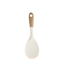 耐高溫食品級矽膠鍋鏟湯勺, 1個, 全包一體硅膠飯勺棕白色:如圖所示