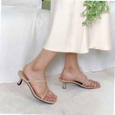 여름미들힐 프리 스트랩 쪼리 뮬 슬리퍼 5cm