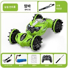 새라온쇼핑 수륙양용차 원격조종차 레이싱 오프로드 리모컨 양면 RC카, 상위 구성  오리지널 + 대용량 리튬 배터리 2 개 는, 4. 수륙 양용 비틀림 차 그린 듀얼 리모콘, 1개