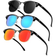 SEKKAF 남아 여아용 아동용 편광 선글라스 레트로 반무테 프레임 선글라스 자외선 차단 쉐이드