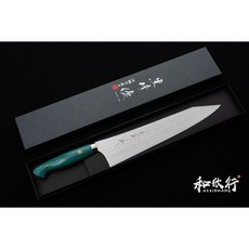 和欣行 現貨 黑崎優 越前打刃物 閃光 銳 粉末鋼 SG2 劍型牛刀 270mm 蒂芬妮綠, 1個