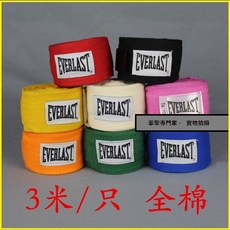 Everlast拳擊繃帶．3米純棉手綁帶/拳擊/綜合格鬥/泰拳/搏擊 V字紋路（3米綁帶）, 1個, 橘色
