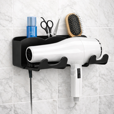 젠토 벽에딱 무타공 헤어드라이기 거치대, 블랙, 1개