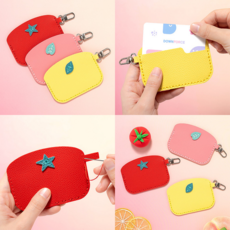 과일 카드지갑 만들기 DIY 키트 가죽 공예 바느질 수업 미술 놀이 재료 환경 교육 교구, 토마토, 1개