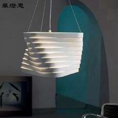 華燈惠 北歐風LED吊燈 簡約現代餐廳客廳燈飾 可調整高度, 白色