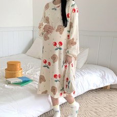 [당일출고]수엠W 빅사이즈 꿀잠 임산부 극세사 잠옷원피스