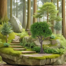 공예용 미니어처 나무 작은 풍경 자연 장식 모래 테이블 사무실 인공, 1개, 기본