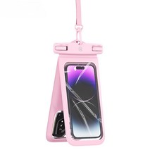 防水套 IPX8等級手機防水袋 支援7吋以下手機 玩水游泳潛水適用, 雙艙防水袋-粉色, 1個