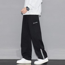 大碼男士秋季機車騎手褲 防風防水耐磨工裝褲 直筒休閒運動褲 柳葉襠設計, XL 建議體重（67.5-77.5 公斤）, 黑色