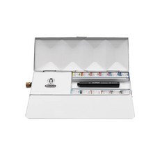 史明克貓頭鷹專家級水彩12色半塊鐵盒套組，附水箱筆(加長版)，德國Schmincke專家級顏料，色彩鮮豔持久，輕巧便攜。