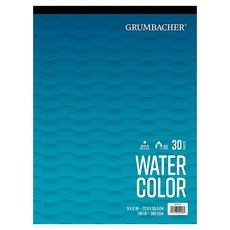 Grumbacher 22.9 x 30.5cm(9 12인치) 콜드 프레스 수채화 종이 패드 63.5kg(140파운드) / 300 GSM 테이프 바인드 30장/패드 각 1개, 수채화 종이 패드, 30장