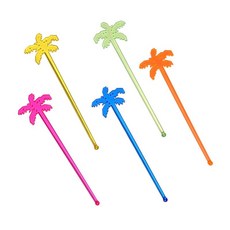칵테일 머들러 장식 해변 음료바 하와이안 벌크, 코코넛 나무 바텐더 스틱 50개입, 1개