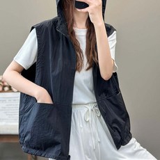 TIRA 여성 경량 후드 집업 베스트 캐주얼 아우터 봄 여름 레이어드 넉넉핏 소프트 데일리 조끼