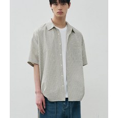 알리스 ALYSS 시어서커 솔리드 체크 하프 셔츠 [아이보리]