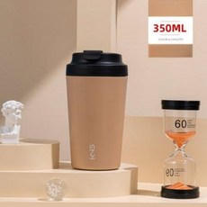 LONGGU 세라믹 텀블러 클래식 도자기 내병 350mL 보온 보냉 텀블러, 카키브라운, 1개