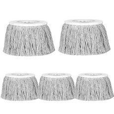 臺灣出貨純棉綫拖把頭旋轉墩布頭設計加厚全棉材質吸水強適配通用拖把桿日常清潔拖把替換頭配件適用, 精品純棉頭5個裝（灰白色）, 1個