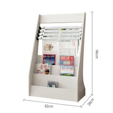 원목 신문 가판대 게시대 진열대 매거진랙 전시대 책전시대 선반, 1단, M-2347 (웜 화이트)