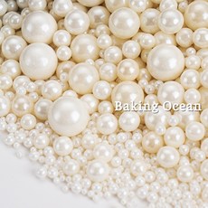 진주 아라잔 스프링클 케이크 데코 장식 2/4/7mm 혼합 130g, 04_화이트펄 7mm