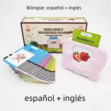 어린이를 위한 말하기 플래시 카드 학습 기계 - 유치원에 이상적인 영어 스페인어 프랑스어를 전자 오디오, 01 pink spanish