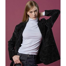KOLEAT 스웨이드 누벅 오버핏 데일리 가죽 자켓 블레이저 [BLACK]