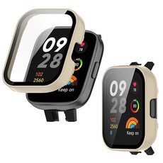 오달라 샤오미 레드미워치3 미워치3 전용 액정 보호 풀커버 케이스, 아이보리