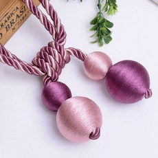 桃園出貨 歐式窗簾綁帶 手工高檔裝飾 窗簾配件 掛鉤 流蘇掛球 歐式檔次窗簾掛球流蘇配件窗簾扣窗簾綁帶綁繩傢用客廳, 1個, 紫色一對