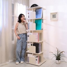 BuyJM直立式360度旋轉五層書櫃 台灣製造 收納展示櫃 置物邊櫃 A4檔案夾可放, 淺楓木