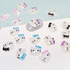 귀요미 야옹이얼굴 키티네일파츠 C022 색상 4종택1, 블랙(3개입), 1개, 블랙(3개입)