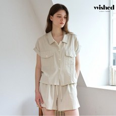 위시드 롤업 포켓 반팔 셔츠 숏 팬츠 셋업 WIDBOP001
