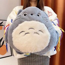 充電式熱水袋 可愛卡通暖水袋 雙暖手插手電暖 可拆洗, 1個, 灰藍龍貓（僅玩偶 無水袋）