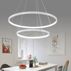 60CM 현대 펜던트 조명 거실 다이닝 룸 서클 링 아크릴 알루미늄 바디 LED 천장, 15 4Ring 40 60 80 60cm, 01 Body color white, 04 Neutral  no remote
