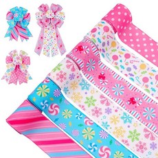 6피스 크리스마스 리본 레드 및 블랙 격자무늬 패브릭 공예 스트립 밴드 핸드 크래프트 나비 넥타이 화환 꽃 선물 상자 포장 파티 장식 선물 28.4m(30야드) 26491, 핑크 크리스마스