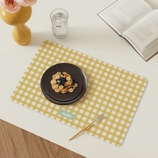 DFMEI 防水防油ins格子西餐墊吃飯餐桌隔熱耐高溫可擦免洗皮革桌墊小號, 1個, 柑橘慕斯