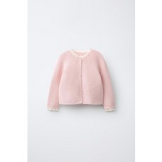 ZARA 레이스 링크 니트 재킷 - 파스텔 로즈 2582393621