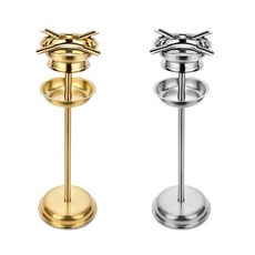 【崇德店】CIGAR金屬雪茄煙灰缸大口徑卡槽設計 雪茄專用桌面收納 立式防風, 金色, 1個