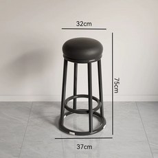 오락실의자 높은 원형스툴 보조 계산대 홈바 키큰 철제 원형 스툴 거실, I. 오일가죽 스프레이 모델 75cm 블랙 방수 및 긁