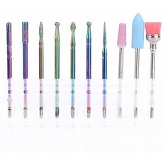 10종 세트 네일 비트 네일 머신용 연삭 비트 내구성 내마모성 연삭 네일 헤드 네일 케어용 네일 스크래퍼 연마 비트 세트 네일드릴비트 간단한 청소 DIY 네일 도구 (C)