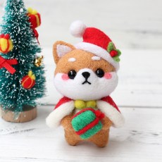 치프몰 양모펠트 DIY 패키지 세트, 010_크리스마스 시바견, 1개